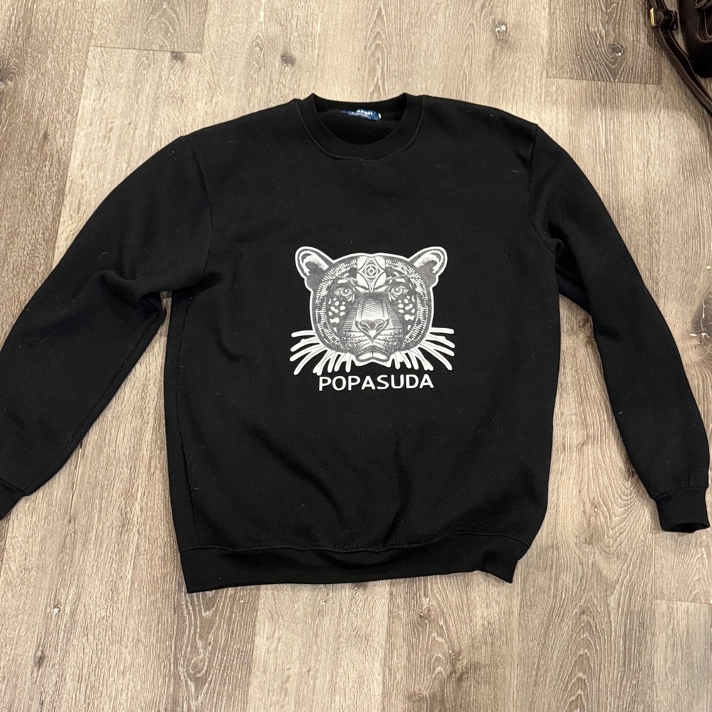 Angel Black Crewneck Sweater with Graphic